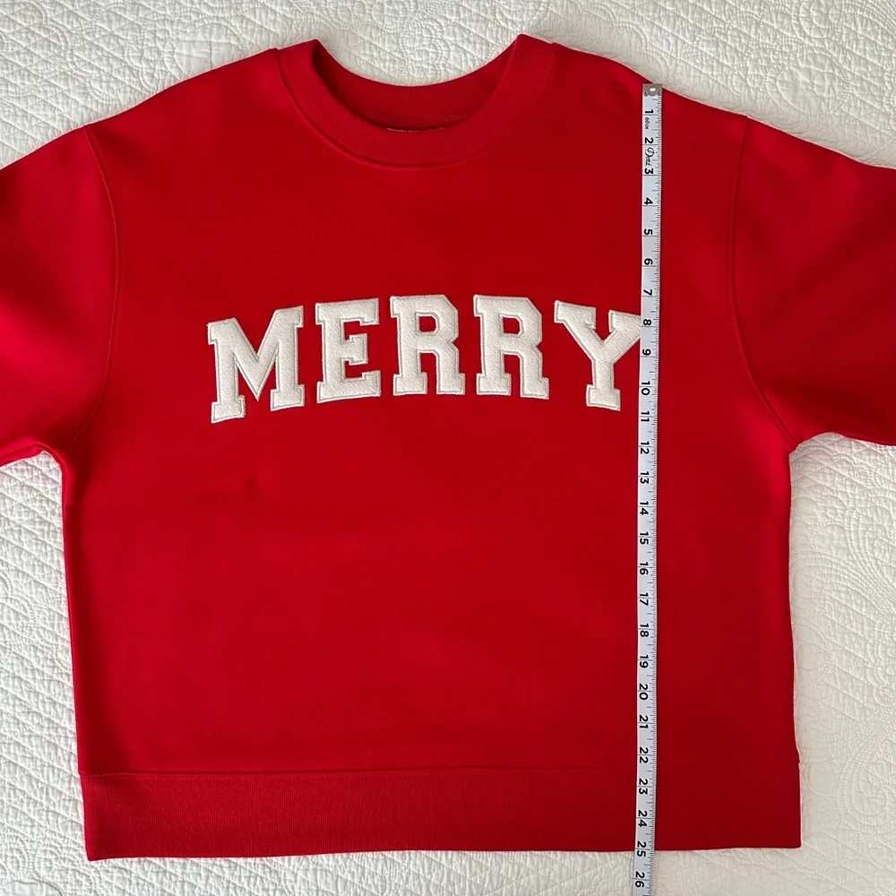 NWT Universal Thread Red “Merry” Christmas Crewneck Sweatshirt Women’s XL Target - Picture 7 of 9